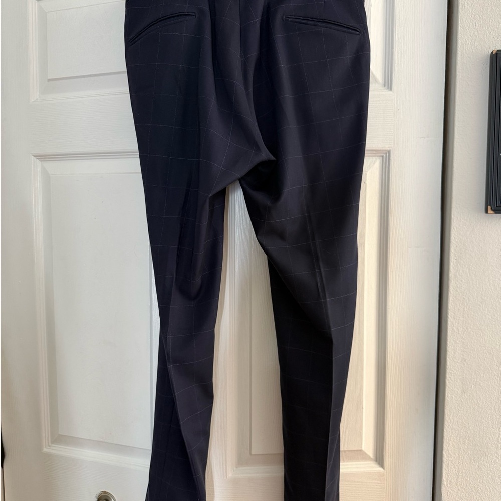 Saks Fifth Avenue Midnight Blue Checkered Dress Pants